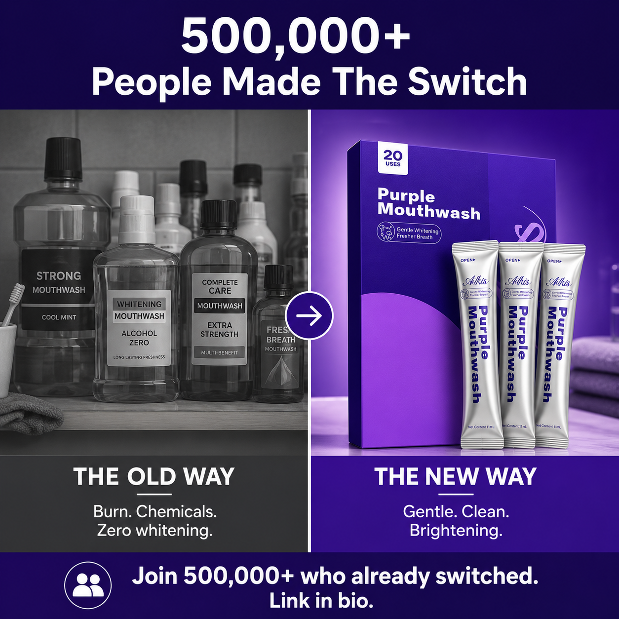 Purple whitening mouthwash