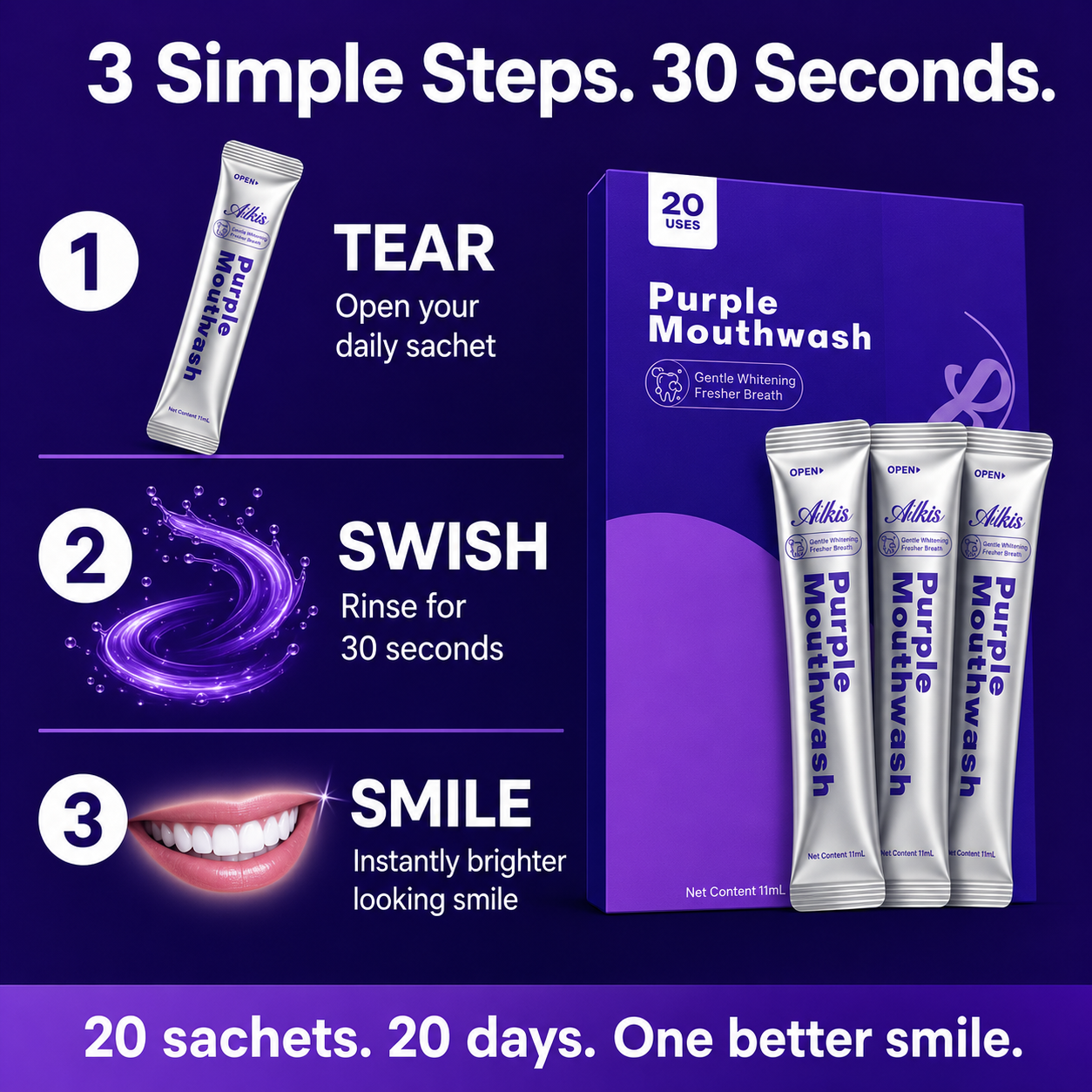 Purple whitening mouthwash