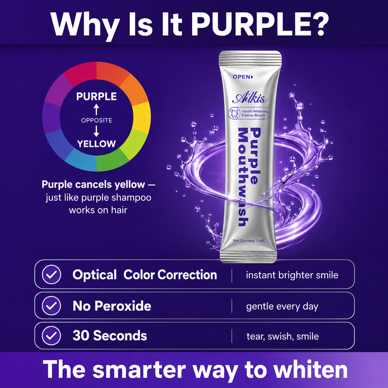 Purple whitening mouthwash