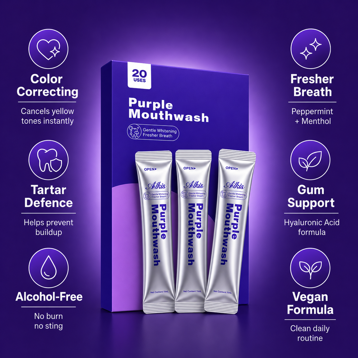 Purple whitening mouthwash